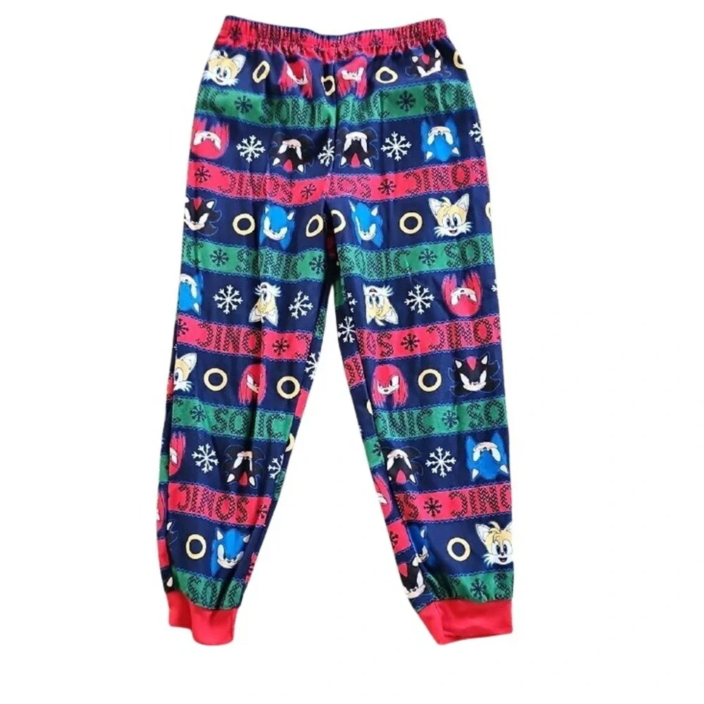 Sonic the Hedgehog Holiday Pajama Set Festive Gamer Sleepwear Size 10 Blue Red